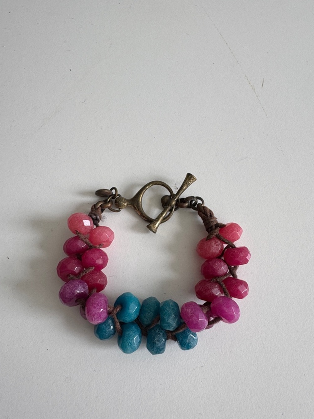 Fossil Pink and Teal Beaded Toggle Bracelet